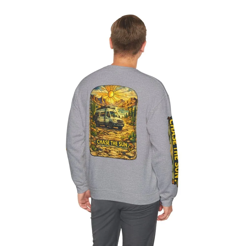 14751260522352048263_2048.jpeg Unisex Heavy Blend™ Crewneck Sweatshirt — "Chase The Sun" Design Cubic-Line