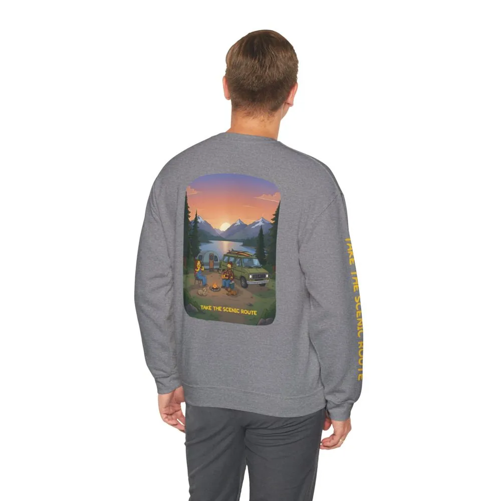 Unisex Heavy Blend™ Crewneck Sweatshirt — "Take The Scenic Route" Design Sitcom-Line