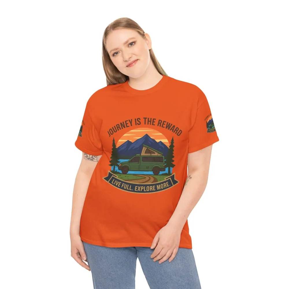 14789032404015607372_2048.jpeg Unisex Heavy Cotton Tee — "Journey Is The Reward Tee" Adventure Camper Van Graphic T-Shirt