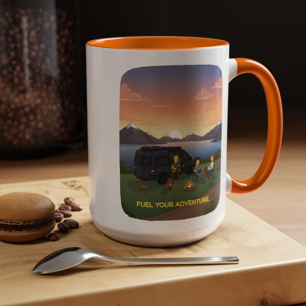 Accent Coffee Mug (11, 15oz) — "Fuel Your Adventure" Design Sitcom-Line