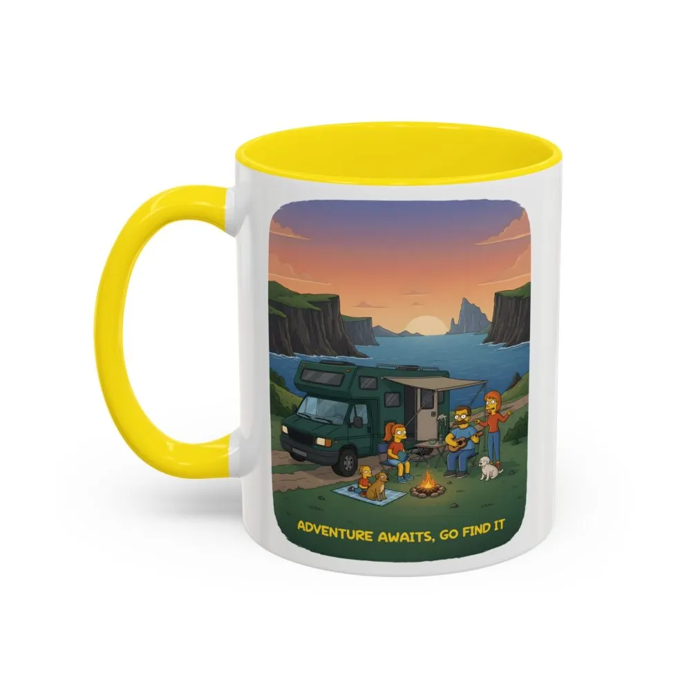 Accent Coffee Mug (11, 15oz) — "Adventure Awaits-Go Find It"" Design Sitcom-Line