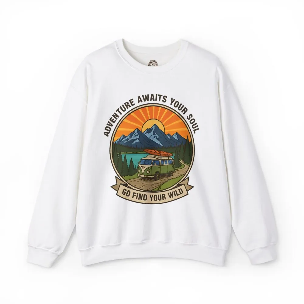 14809101490685234242_2048.jpeg Crewneck Sweatshirt — "Go Find Your Wild" Camper Graphic