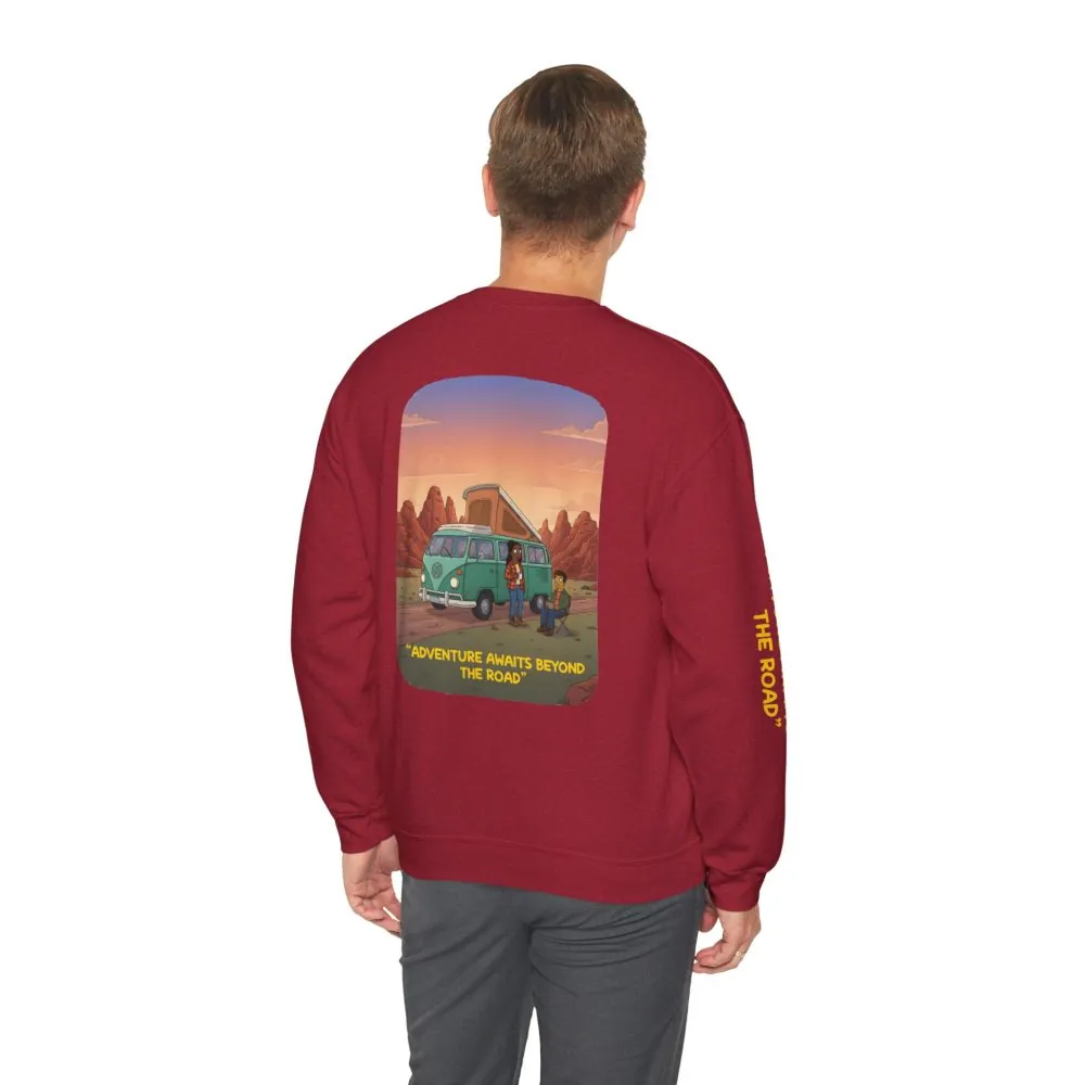 14823651743451485536_2048.jpeg Unisex Heavy Blend™ Crewneck Sweatshirt — "Adventure Awaits Beyond The Road" Design Sitcom-Line