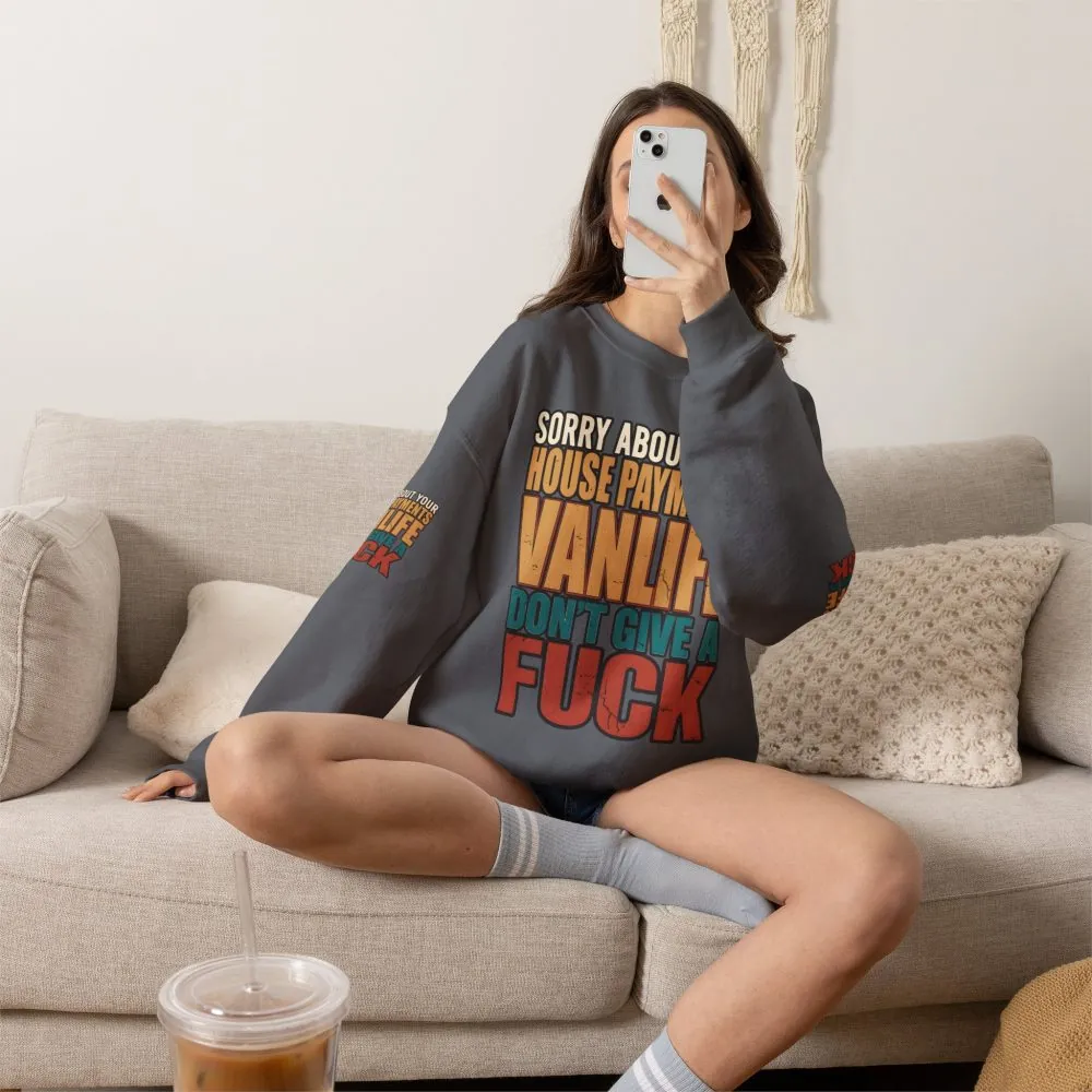Unisex Heavy Blend™ Crewneck Sweatshirt — "Sorry About Your House Payments" Design F**K-Line