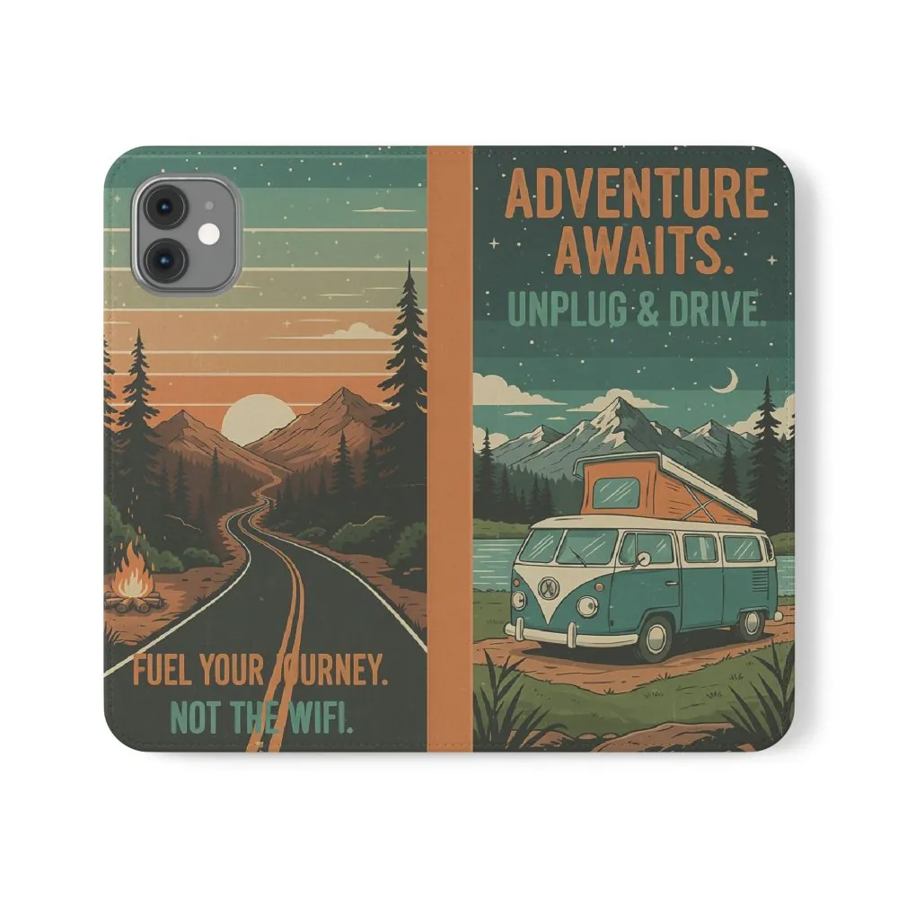 14837540753923739_2048.jpeg Flip Phone Case — "Adventure Awaits Unplug & Drive" Wallet Case