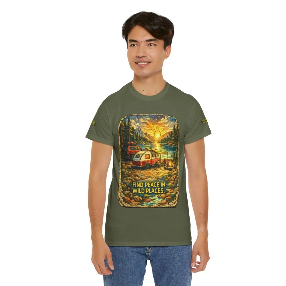1484222679655684824_2048.jpeg Unisex Heavy Cotton Tee — "Find Peace In Wild Places" Design Cubic-Line