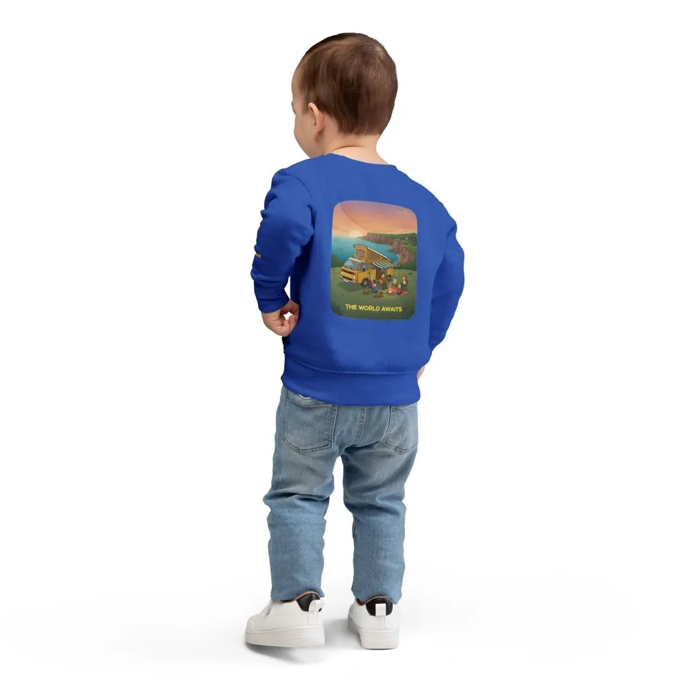 14846237740406626925_2048.jpeg Toddler Sweatshirt - "The World Awaits" (Design Sitcom-Line)