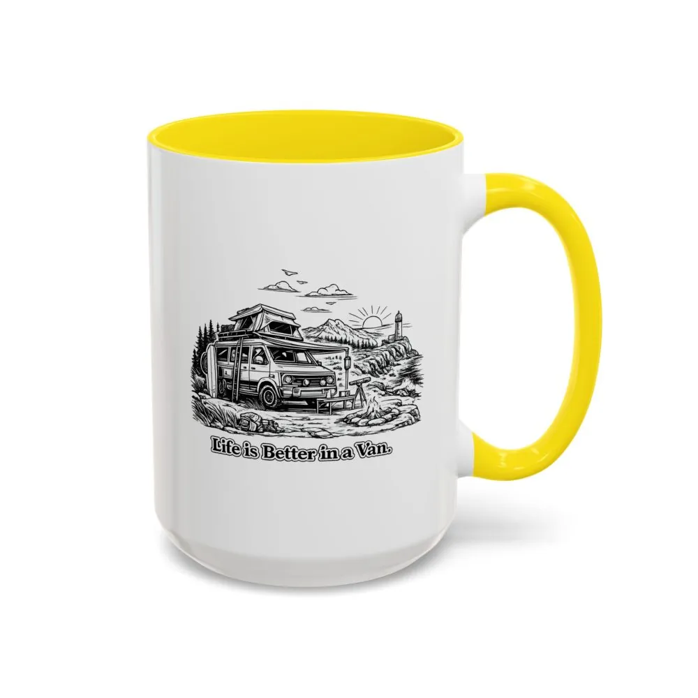 Accent Coffee Mug (11, 15oz) — "Life Is Better In A Van" Design Minimal-Line