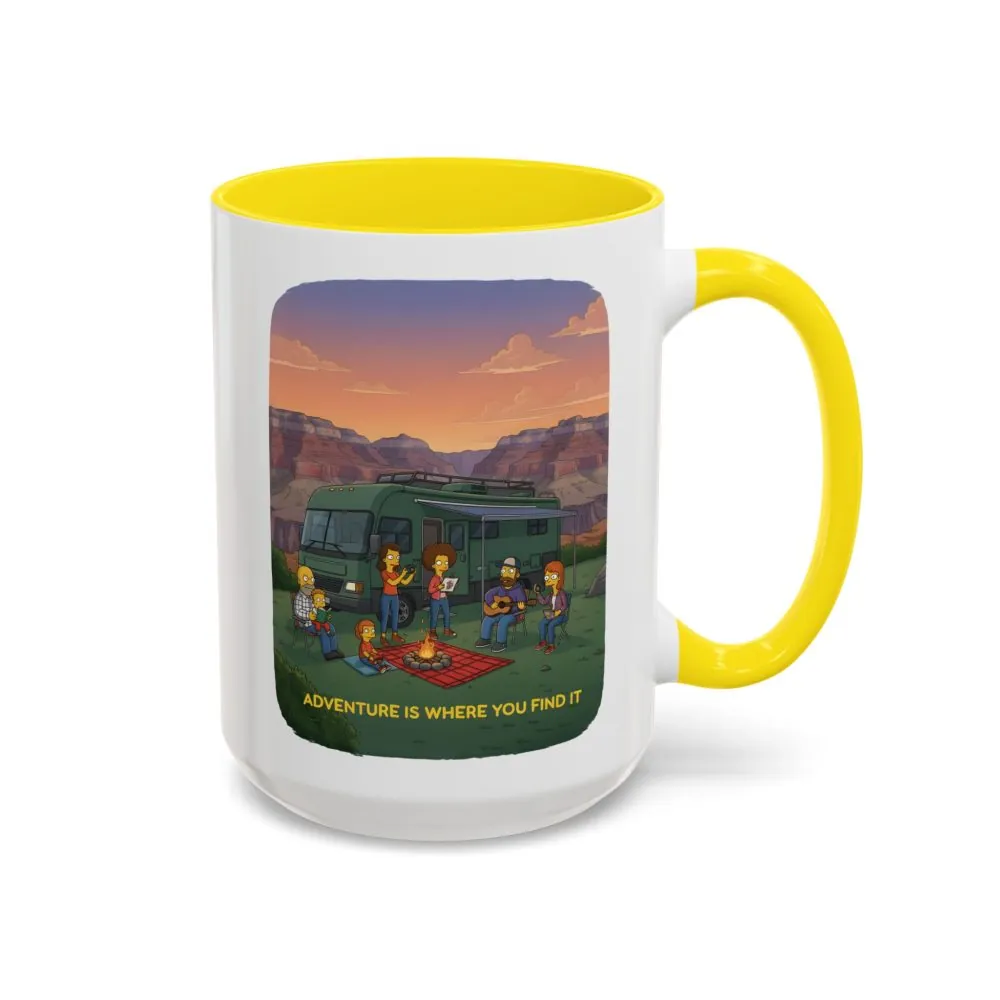 Accent Coffee Mug (11, 15oz) — "Adventure Is Where You Find It" Design Sitcom-Line