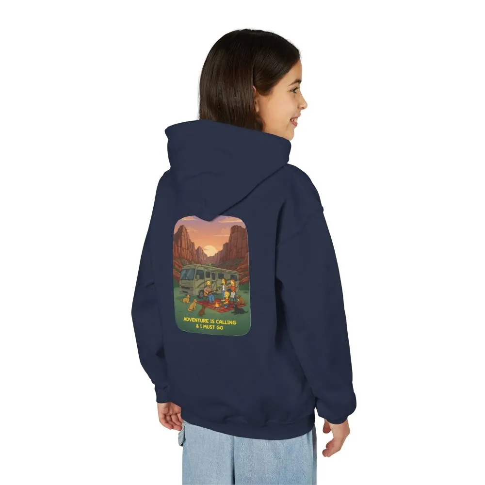 14894959903287472866_2048.jpeg Youth Hoodie(Gildan) – "Adventure Is Calling-I Must Go" (Design Sitcom-Line)