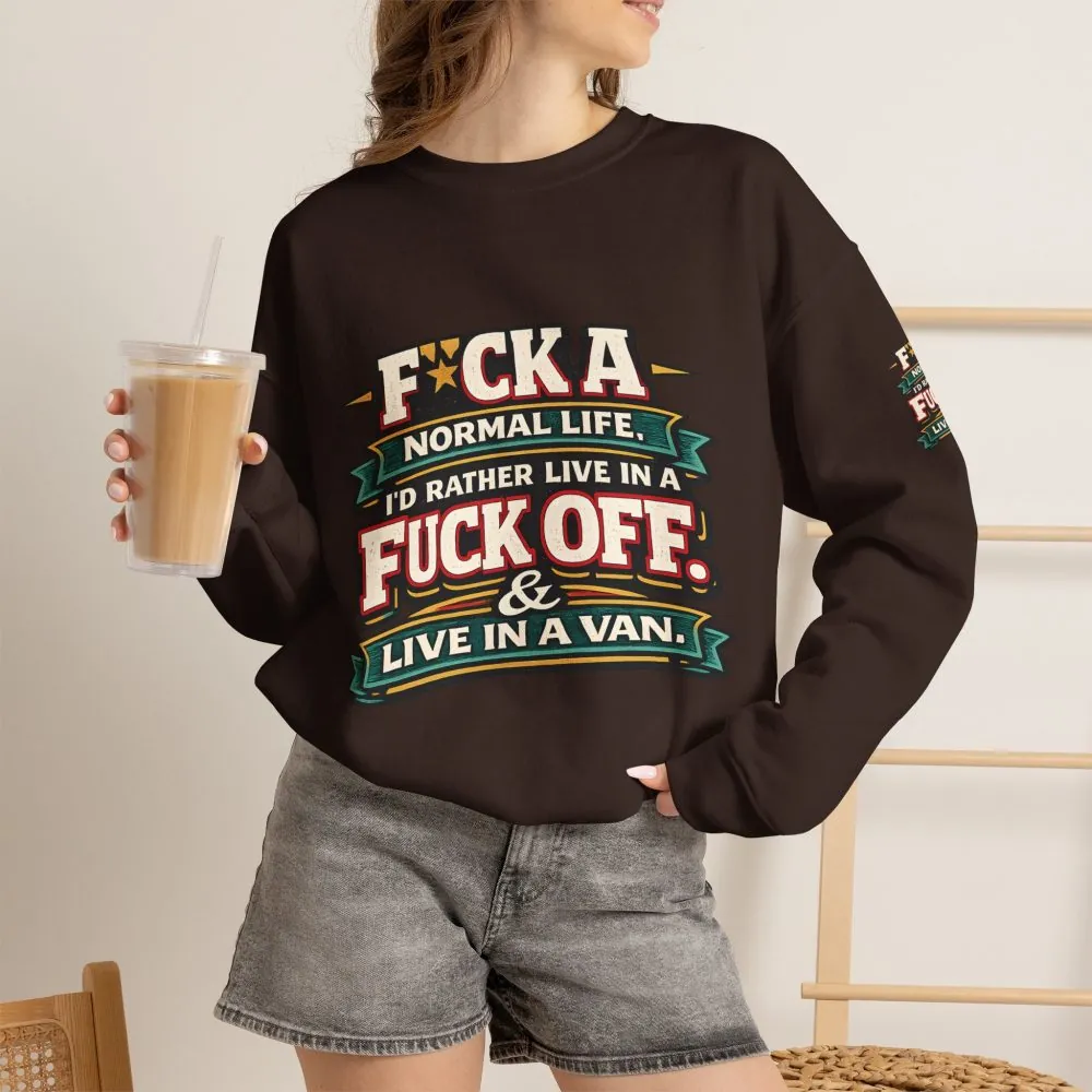 1490858288106422736_2048.jpeg Unisex Heavy Blend™ Crewneck Sweatshirt — "Fuck A Normal Life" Design F**K-Line