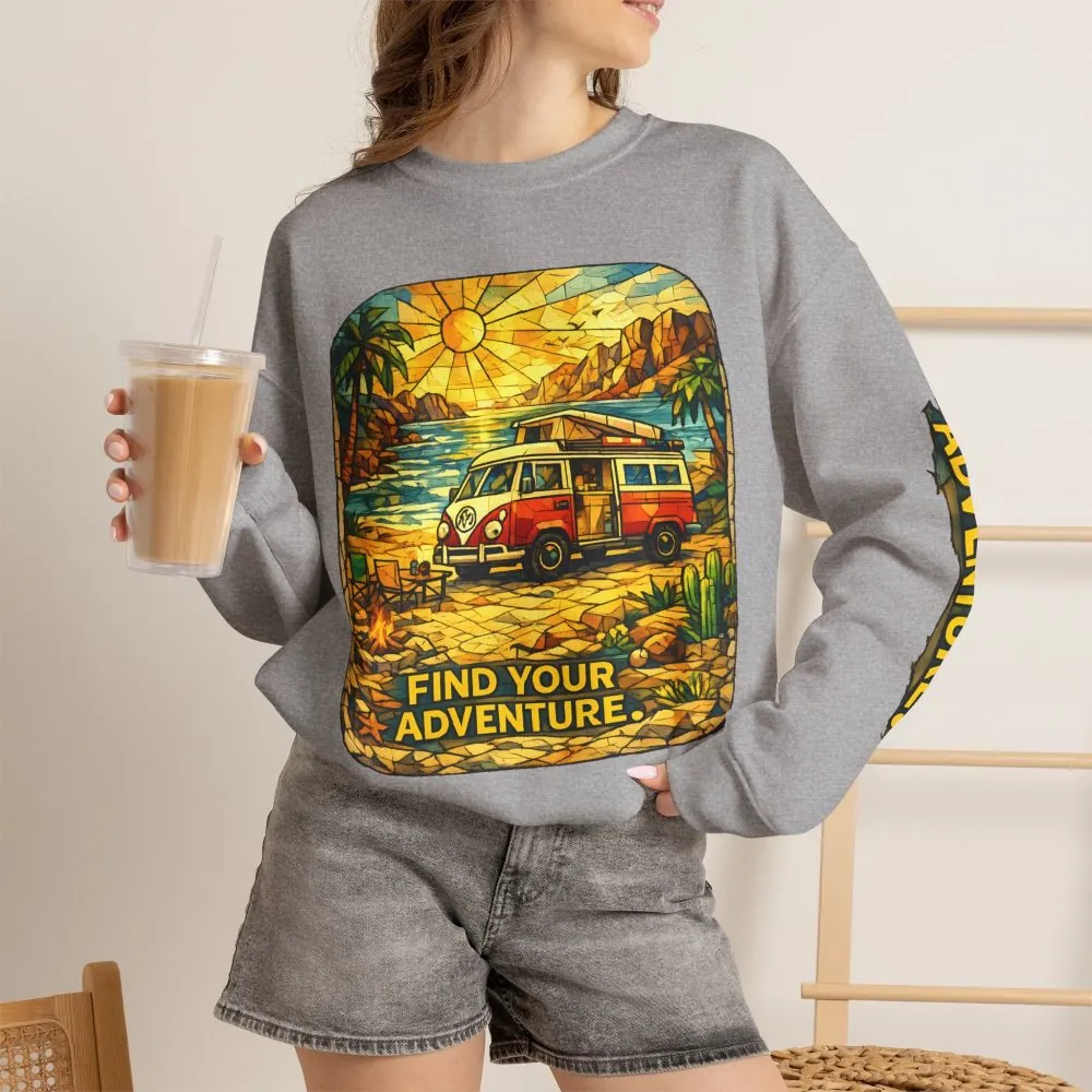 149122166965852593_2048.jpeg Unisex Heavy Blend™ Crewneck Sweatshirt — "Find Your Adventure" Design Cubic-Line