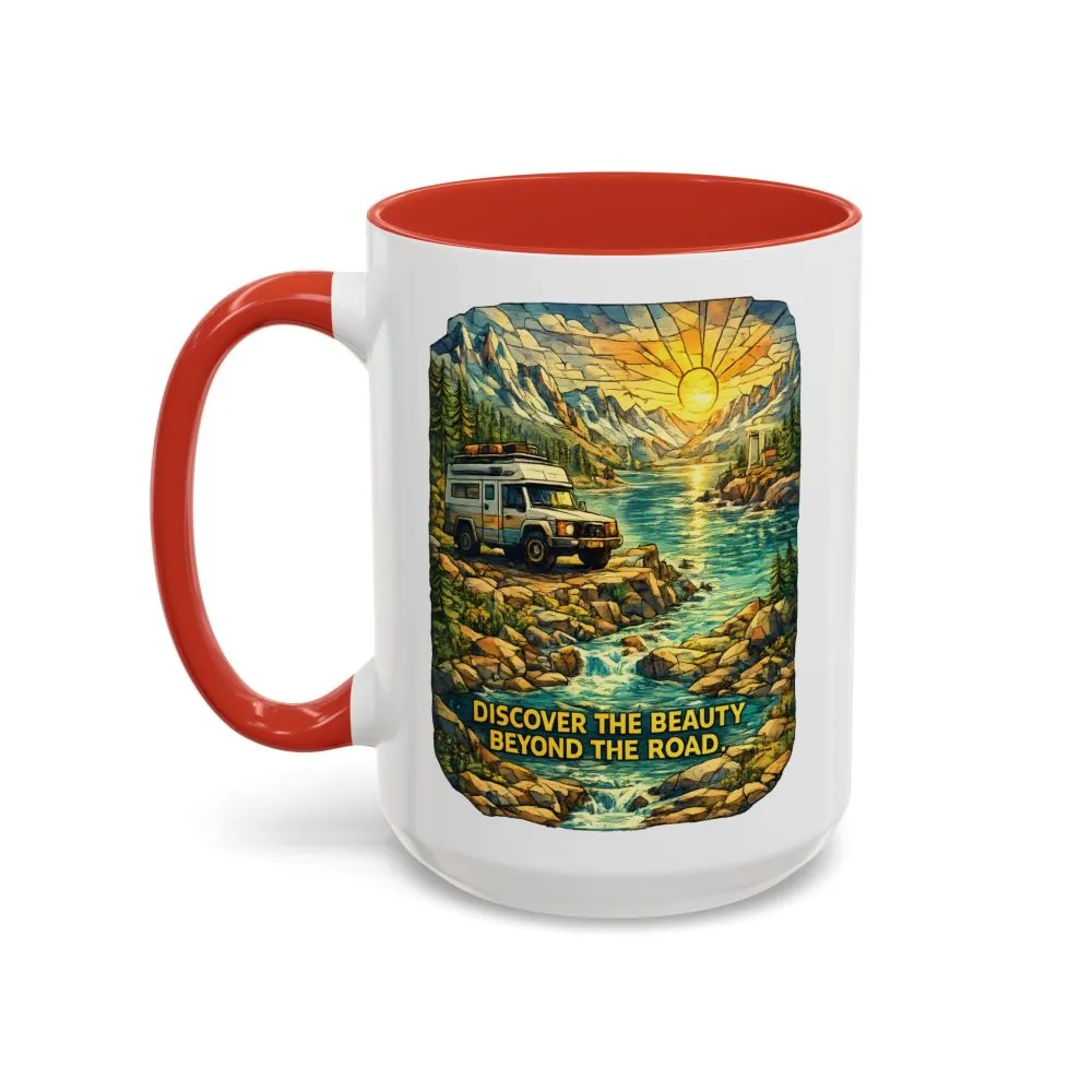 14913933525642344806_2048.jpeg Accent Coffee Mug (11, 15oz) — "Discover The Bieuty Beyond The Road" Design Cubic-Line