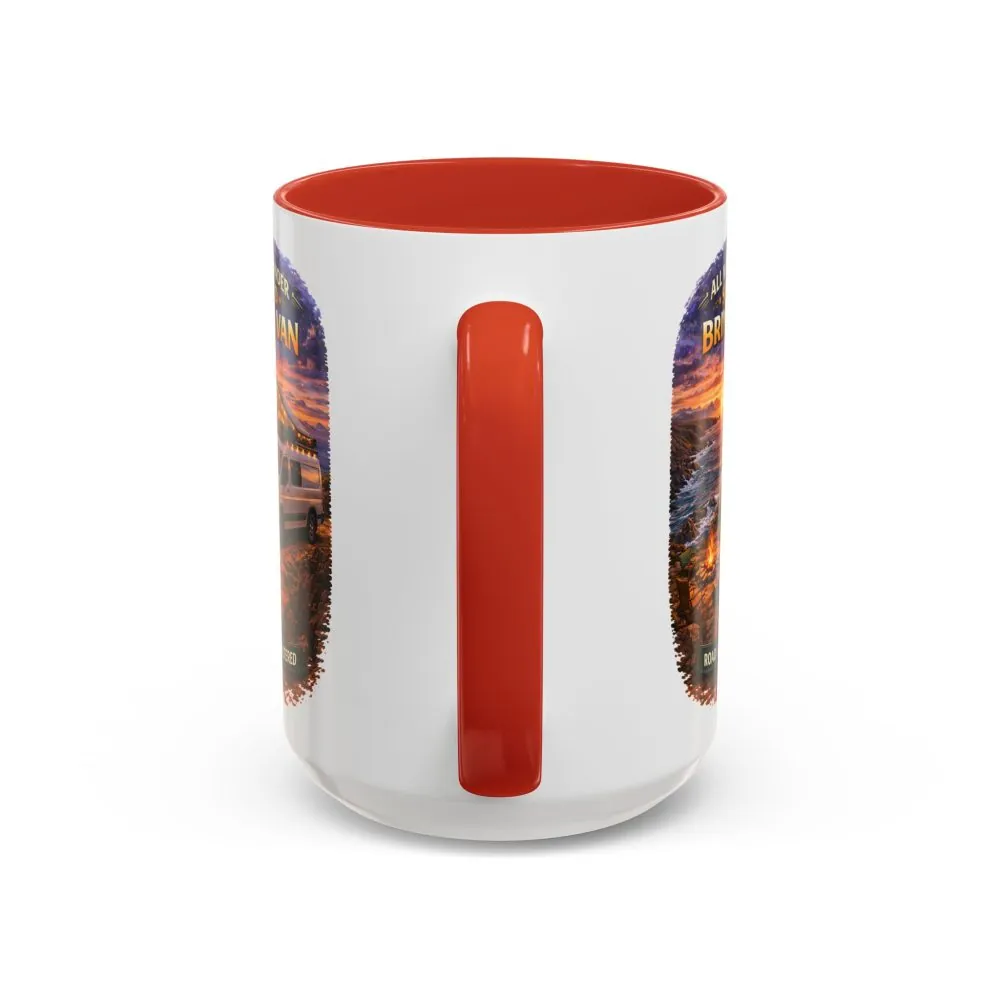 Accent Coffee Mug (11, 15oz) — "All Who wander Should Bring A Van" Design Scenic-Line