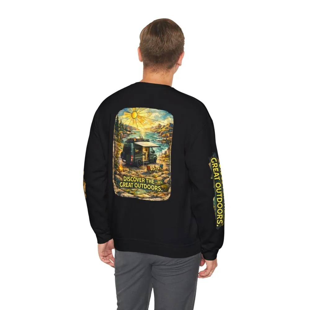 14933327030673011190_2048.jpeg Unisex Heavy Blend™ Crewneck Sweatshirt — "Discover The Great Outdoors" Design Cubic-Line