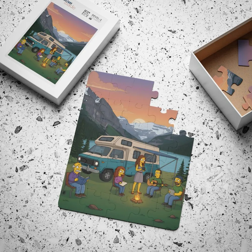 Kids' 30‑Piece Camping Puzzle — Family RV Camping Campfire Scene