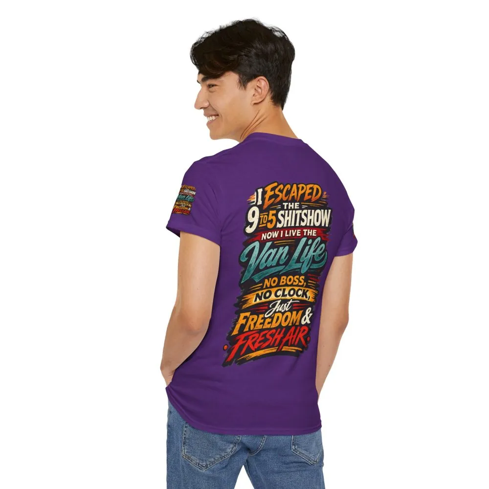 Unisex Heavy Cotton Tee — "I Escaped The 9 To 5" Design F**K-Line
