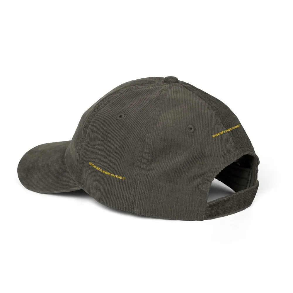 14943905825883989026_2048.jpeg Vintage Corduroy Cap (Embroidery) — "Adventure Is Where You Find It" Embroidered Hat