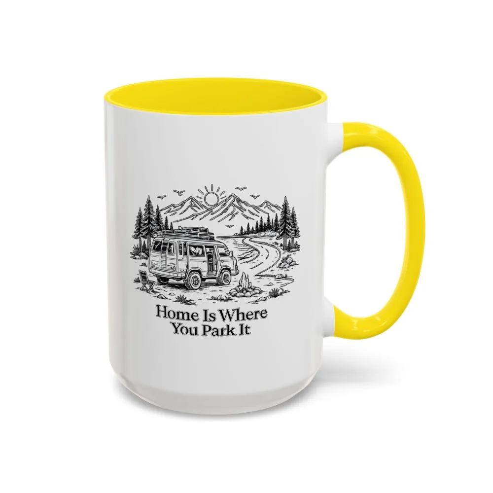 14944482757679558318_2048.jpeg Accent Coffee Mug (11, 15oz) — "Home Is Where You Park It" Design Minimal-Line