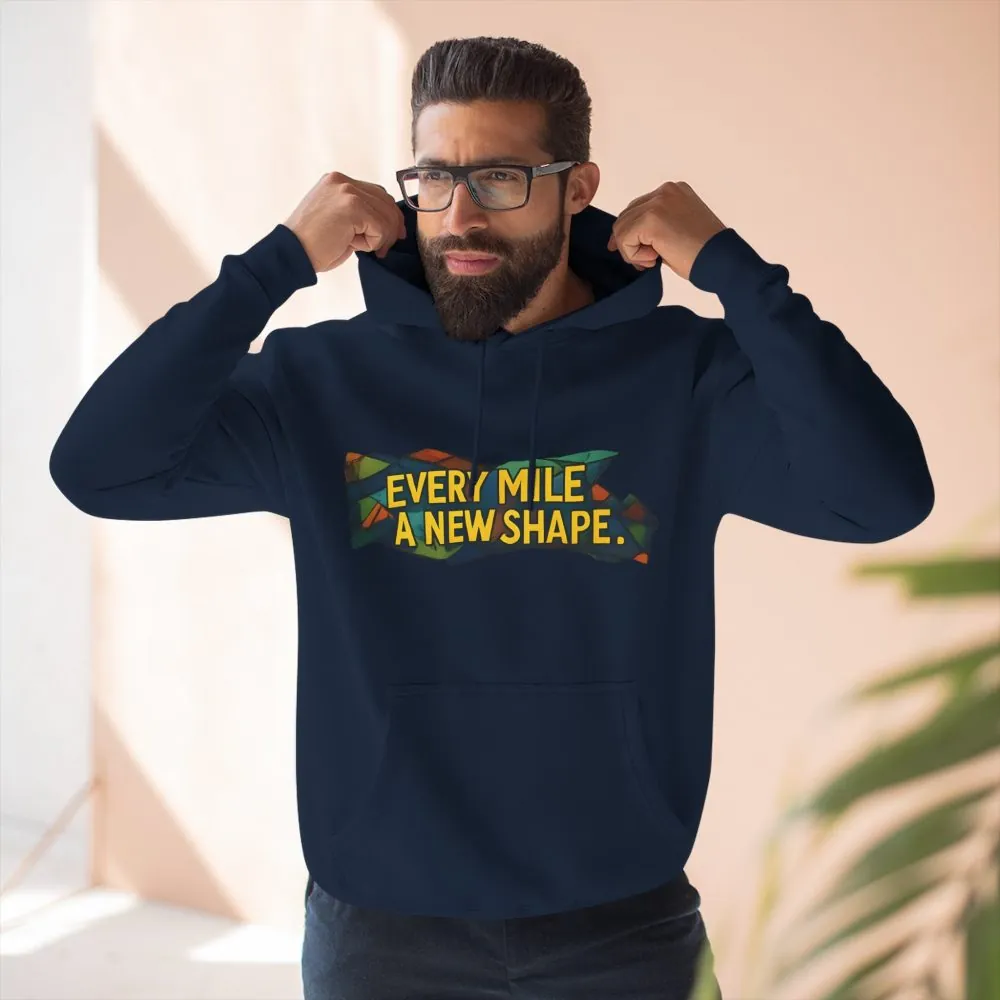 14949226125767742106_2048.jpeg Three-Panel Fleece Hoodie - "Every Mile A New Shape" Design Cubic-Line