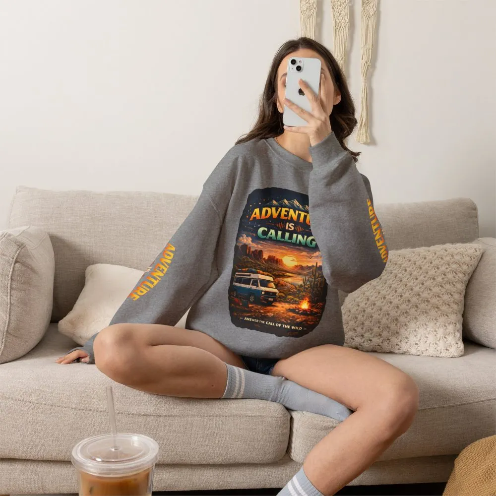 1496177272991707233_2048.jpeg Unisex Heavy Blend™ Crewneck Sweatshirt — "Adventure Is Calling" Design Scenic-Line