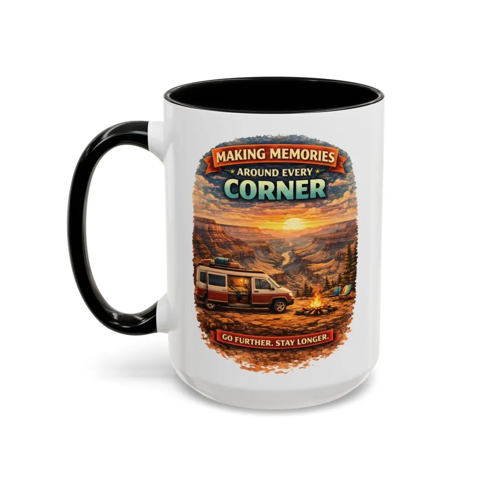 Accent Coffee Mug (11, 15oz) — "Making Memories Around Every Corner" Design Scenic-Line