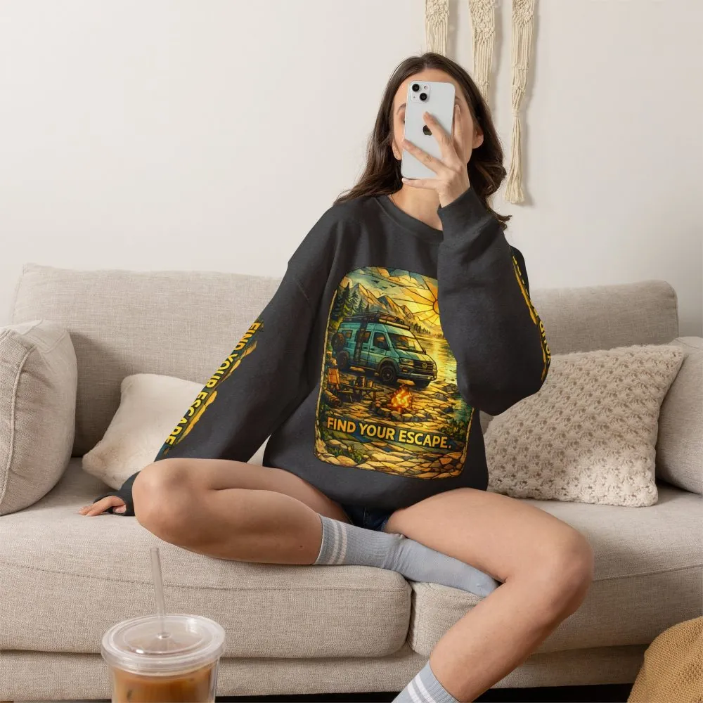 14978708062117633453_2048.jpeg Unisex Heavy Blend™ Crewneck Sweatshirt — "Find Your Escape" Design Cubic-Line
