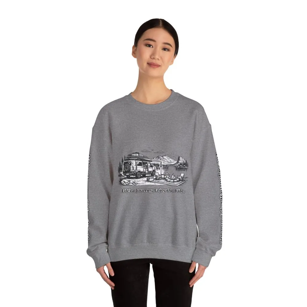14979757929920609387_2048.jpeg Unisex Heavy Blend™ Crewneck Sweatshirt — "Lifes A Journey,Enjoy The Ride" Design Minimal-Line