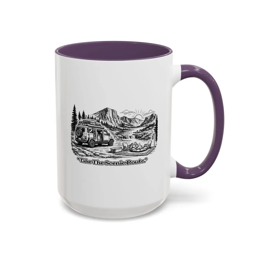 14987326142380152292_2048.jpeg Accent Coffee Mug (11, 15oz) — "Take The Scenic Route" Design Minimal-Line