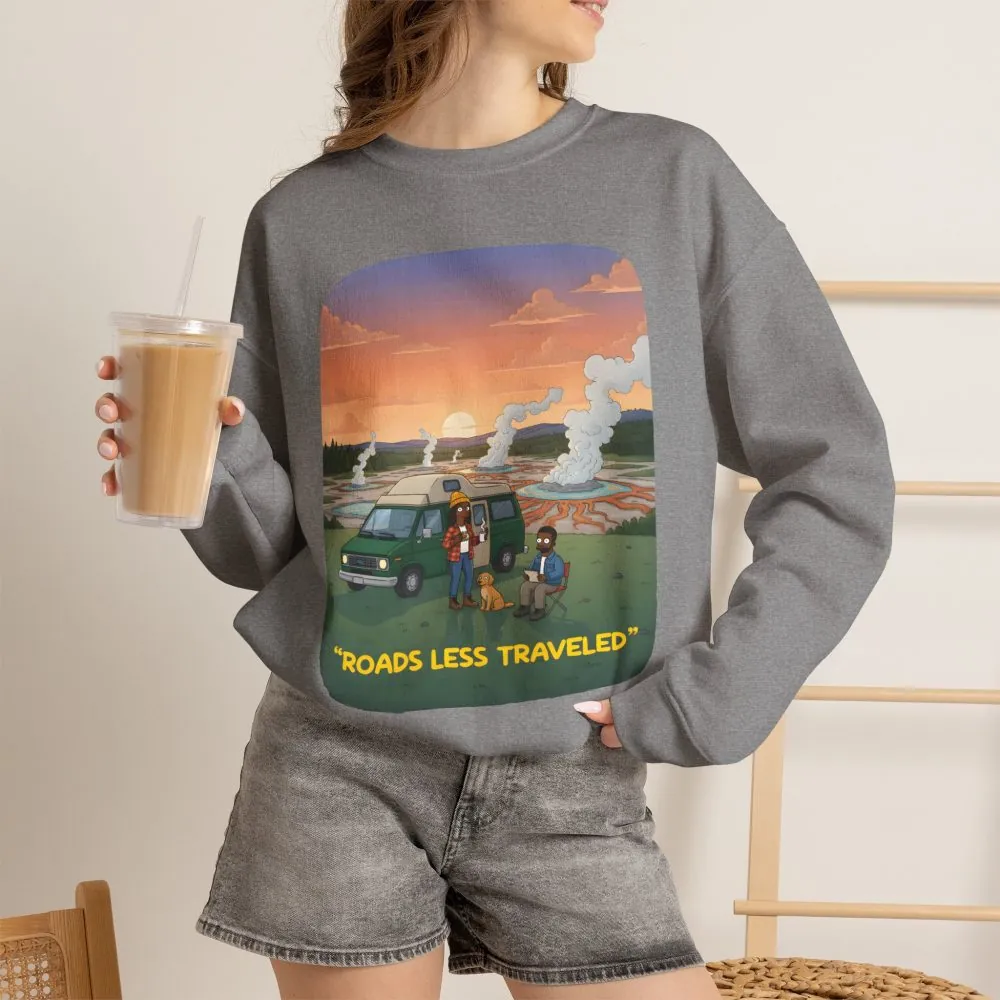 1499993388232103068_2048.jpeg Unisex Heavy Blend™ Crewneck Sweatshirt — "Roads Less Traveled" Design Sitcom-Line