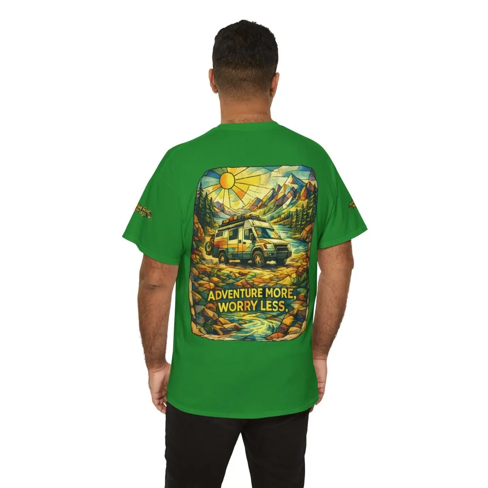 15000638668469697558_2048.jpeg Unisex Heavy Cotton Tee — "Adventure More Worry Less" Design Cubic-Line