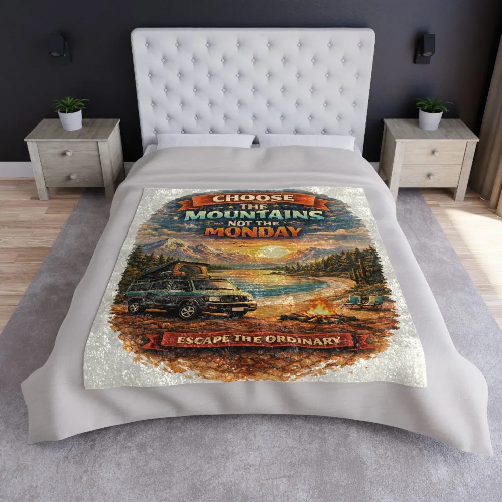 15013079887886668887_2048.jpeg Crushed Velvet Blanket —"Choose The Mountens" Design Scenic-Line (Campervan)