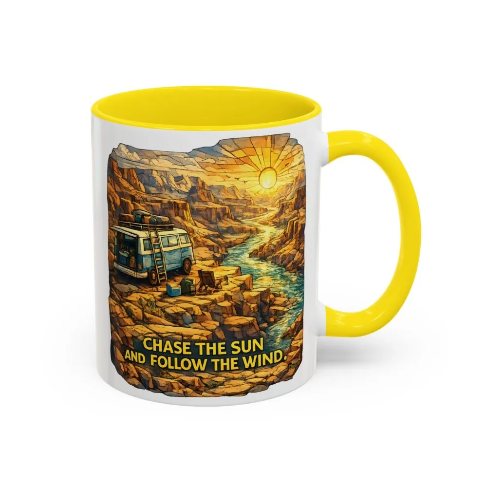 15016492157734769903_2048.jpeg Accent Coffee Mug (11, 15oz) — "Chase The Sun And Follow The Wind" Design Cubic-Line