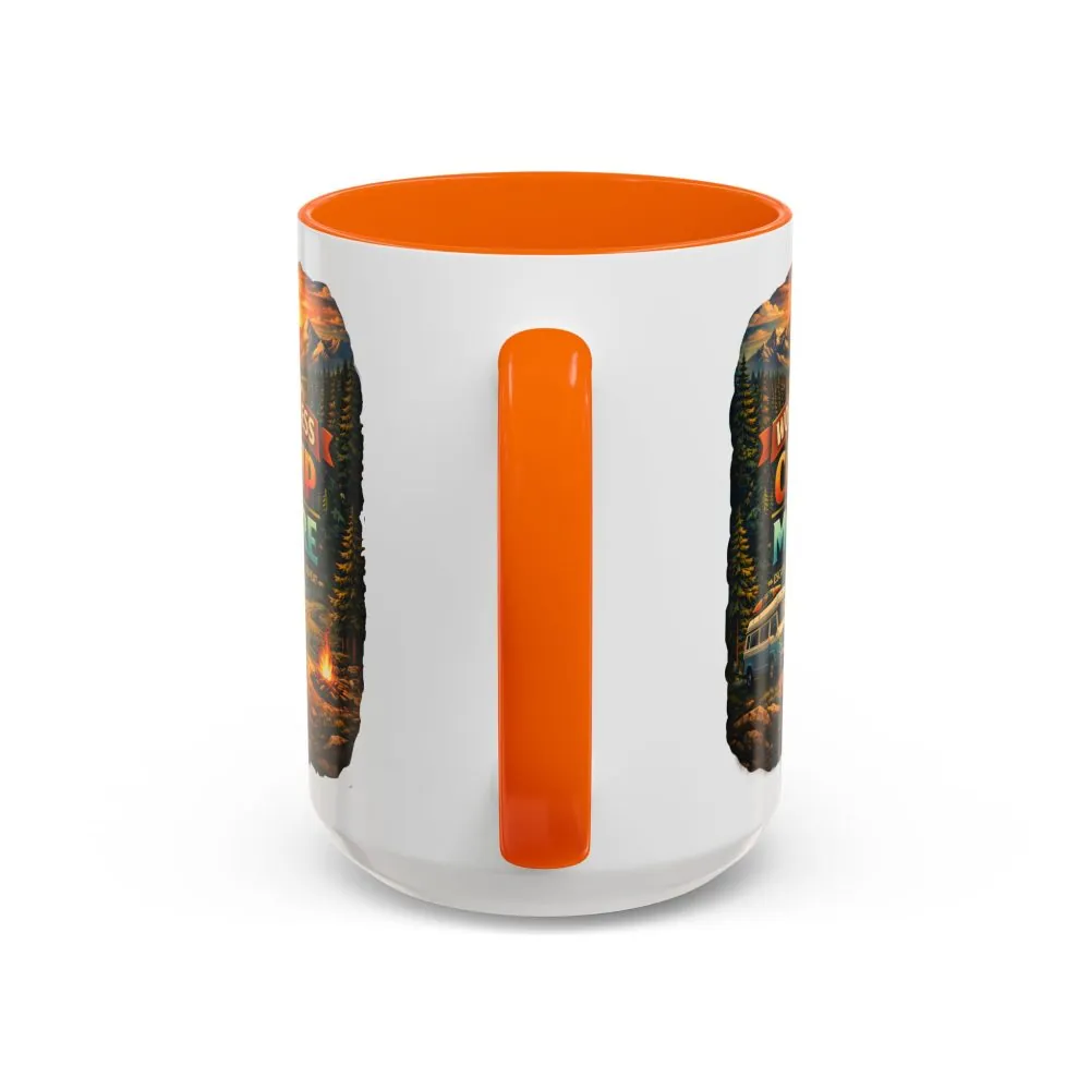Accent Coffee Mug (11, 15oz) — "Work Less-Camp More" Design Scenic-Line