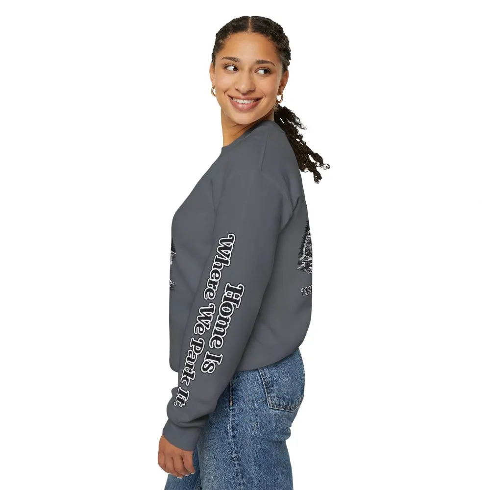15019063934273077828_2048.jpeg Unisex Heavy Blend™ Crewneck Sweatshirt — "Home Is Where You Park It" Design Minimal-Line