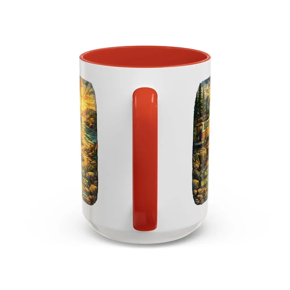 Accent Coffee Mug (11, 15oz) — "Not All Who Wander Are Lost" Design Cubic-Line