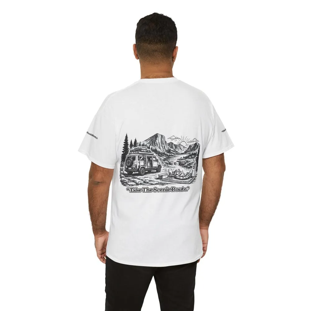15028886047860738416_2048.jpeg Unisex Heavy Cotton Tee — "Take The Scenic Route" Design Minimal-Line