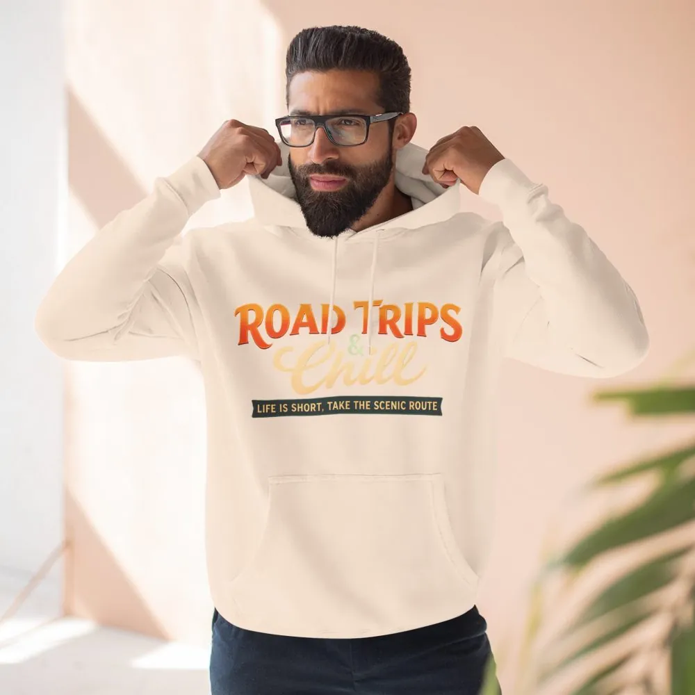 Three-Panel Fleece Hoodie - "Road Trips & Chill" Design Scenic-Line