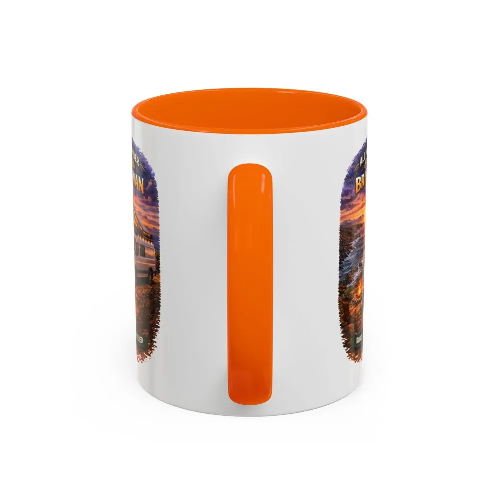 Accent Coffee Mug (11, 15oz) — "All Who wander Should Bring A Van" Design Scenic-Line