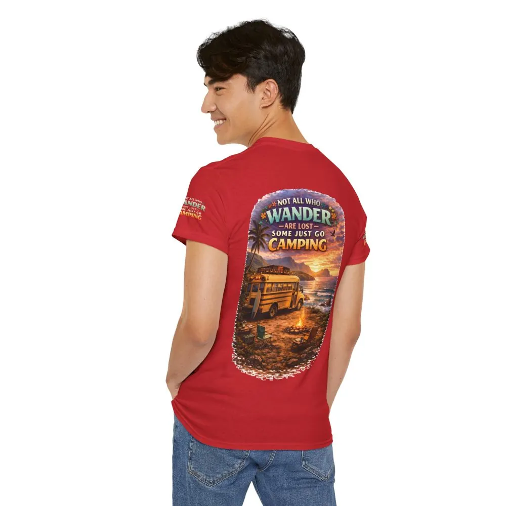 Unisex Heavy Cotton Tee — "Not All Who Wander Are Lost" Design Scenic-Line