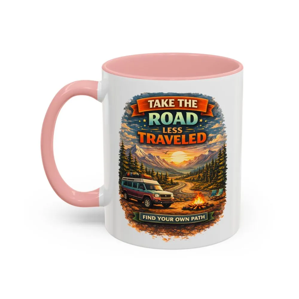 15040531414477744374_2048.jpeg Accent Coffee Mug (11, 15oz) — "Take The Road Less Traveled" Design Scenic-Line