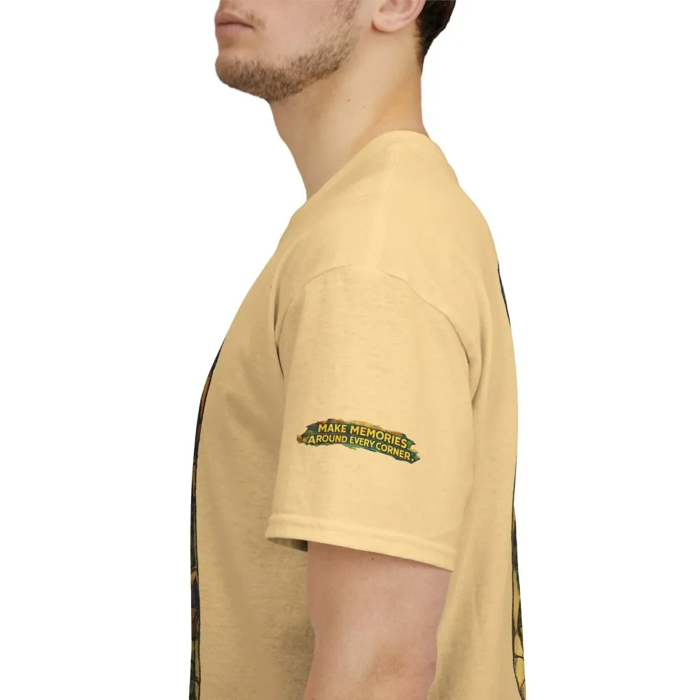 15052353703527795989_2048.jpeg Unisex Heavy Cotton Tee — "Make Memories Around Every Corner" Design Cubic-Line