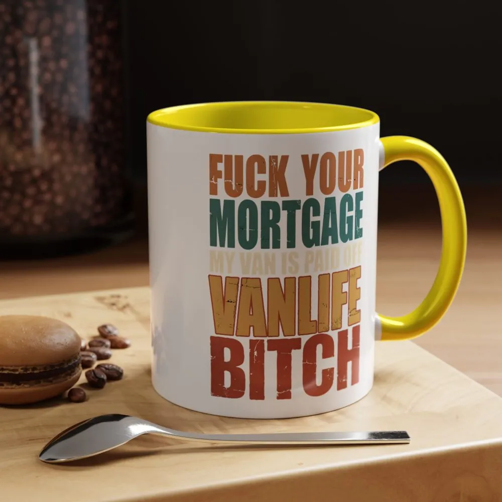 Accent Coffee Mug (11, 15oz) — "Fuck Your Mortgage" Design F**K-Line