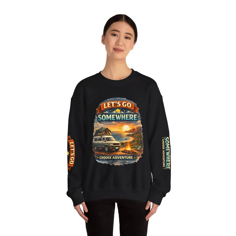 15056923918713336821_2048.jpeg Unisex Heavy Blend™ Crewneck Sweatshirt — "Lets Go Somewhere" Design Scenic-Line