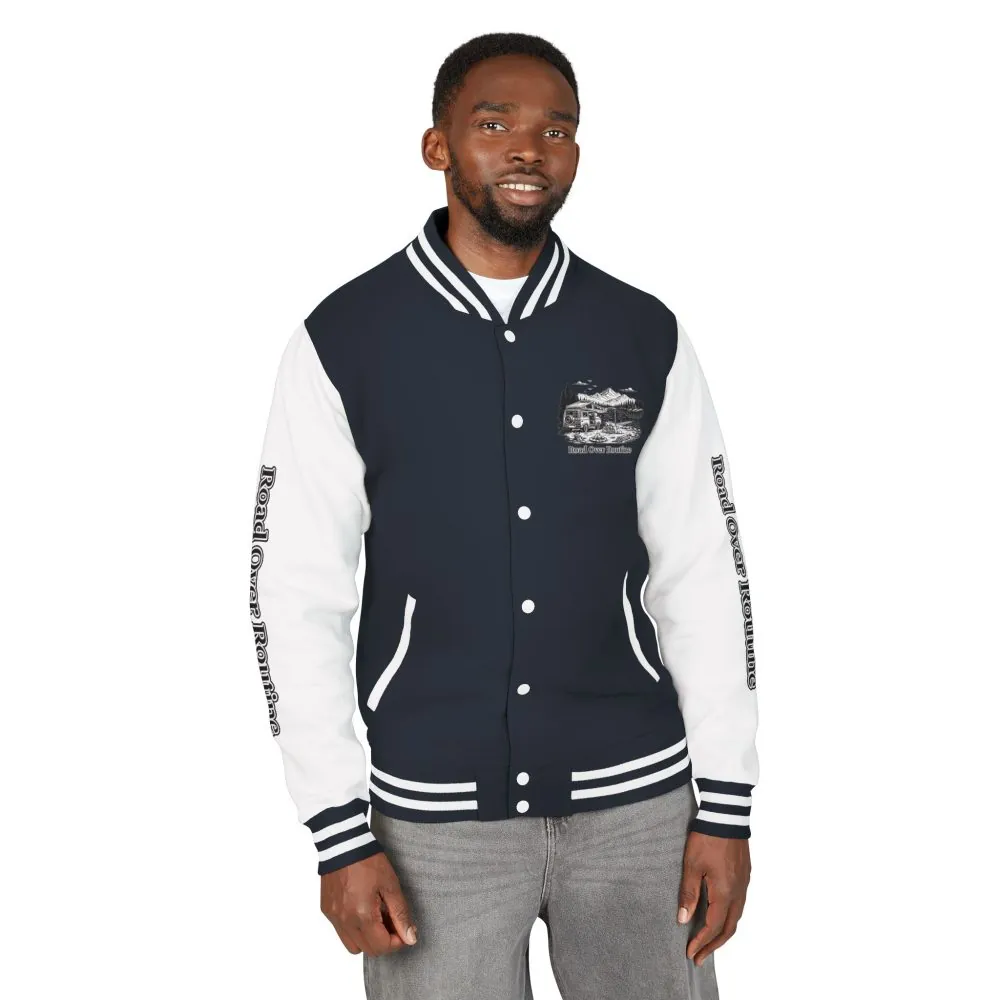 15077821754370391205_2048.jpeg Unisex Heavyweight Letterman Jacket — "Road Over Routine" Travel Varsity Coat