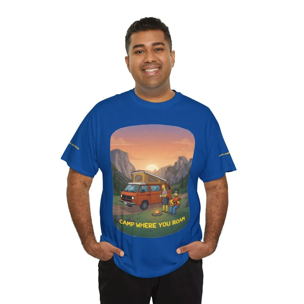 Unisex Heavy Cotton Tee — "Camp Where You Roam" Design Sitcom-Line
