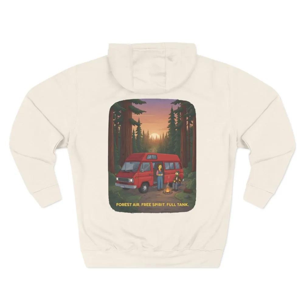 Three-Panel Fleece Hoodie - "Forest Air Free Spirit Full Tank" Design Sitcom-Line