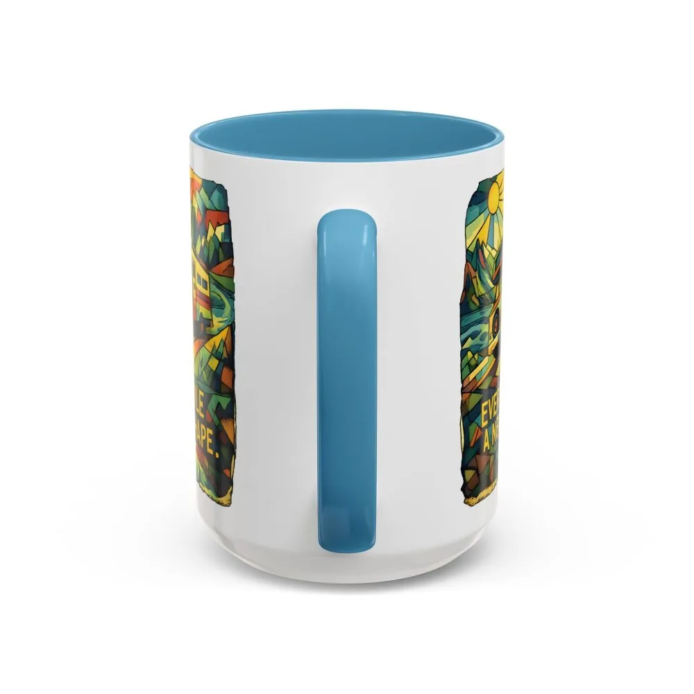 Accent Coffee Mug (11, 15oz) — "Every Mile A New Shape" Design Cubic-Line