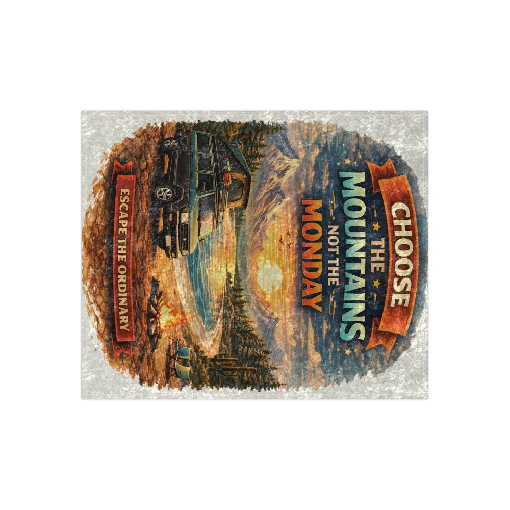 15122089040982269499_2048.jpeg Crushed Velvet Blanket —"Choose The Mountens" Design Scenic-Line (Campervan)