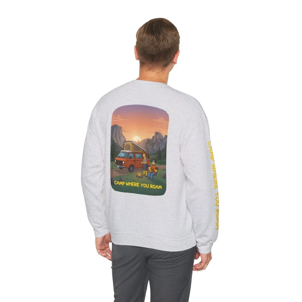 15126151610624119127_2048.jpeg Unisex Heavy Blend™ Crewneck Sweatshirt — "Camp Where You Roam" Design Sitcom-Line